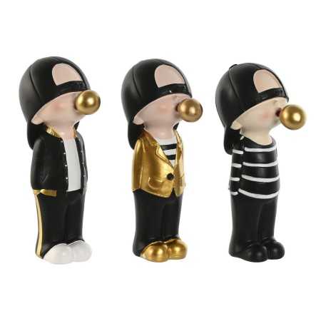 Figurine Décorative Home ESPRIT Blanc Noir 6,5 x 10 x 19,5 cm (3 Unités)