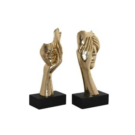 Decorative Figure Home ESPRIT Golden Face 20,5 x 14,5 x 42,5 cm (2 Units)