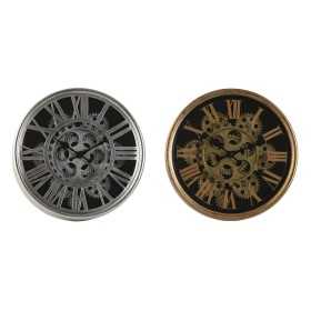 Wall Clock Home ESPRIT Black Golden Silver Metal Crystal 25 x 6,3 x 25 cm (2 Units)