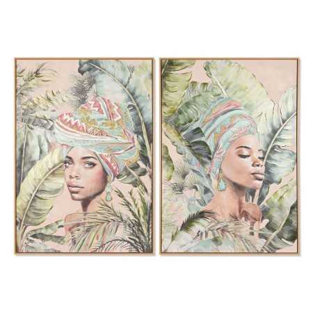 Painting Home ESPRIT Colonial African Woman 70 x 3,5 x 100 cm (2 Units)