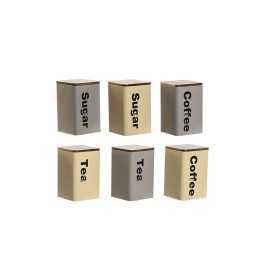 Tin Home ESPRIT Beige Grey Dark brown Metal Bamboo 10 x 10 x 14,5 cm (6 Units)