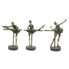 Deko-Figur Home ESPRIT Grau Gold Ballett-Tänzerin 14 x 8 x 20 cm (3 Stück)