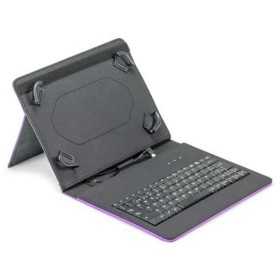Bluetooth-tangentbord med tabletthållare Maillon Technologique MTKEYUSBPR2 9.7"-10.2" Svart Qwerty Spanska Violett spanska