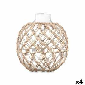 Decorative bauble Transparent Natural Glass Rope 21 x 23 cm (4 Units)