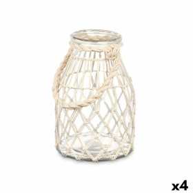 Kerzenschale Gefäß Weiß Durchsichtig Glas Schnur 17 x 25 cm (4 Stück)