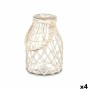 Ljusstakar Burk Vit Transparent Glas Snöre 17 x 25 cm (4 antal)