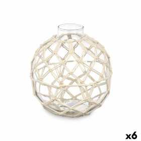 Dekorationsboll Vit Transparent Glas Snöre 18 x 20 cm (6 antal)