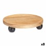 Centre de Table Rond Marron Bois de manguier 30 x 6 x 30 cm (8 Unités)