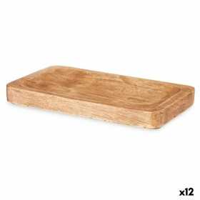 Tischdekoration rechteckig Braun Mango-Holz 22 x 1,5 x 14 cm (12 Stück)
