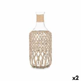 Bottle Decorative Transparent Natural Glass Rope 19 x 48 cm (2 Units)