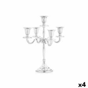 Candle Holder Silver Aluminium 22 x 28,5 x 9 cm (4 Units)