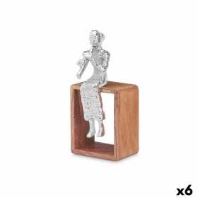 Deko-Figur Süße Flöte Silberfarben Holz Metall 13 x 27 x 13 cm