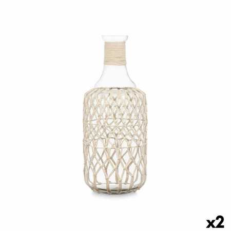 Flaska Dekorations Vit Transparent Glas Snöre 19 x 48 cm (2 antal)