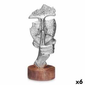 Deko-Figur Gesicht Silberfarben Holz Metall 12 x 29 x 11 cm