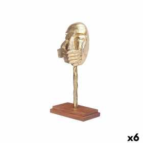 Deko-Figur Gesicht Gold Holz Metall 17 x 33,5 x 10 cm