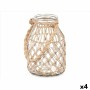 Ljusstakar Burk Transparent Naturell Glas Snöre 17 x 25 cm (4 antal)