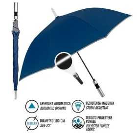 Umbrella Perletti 23" With trim Reflective Navy Blue Polyester 103 cm
