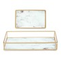 Tray Marble White Golden Metal Glass 25 x 4 x 15 cm (6 Units)