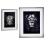 Painting Tiger Lion Silver Glass Particleboard 43 x 3 x 53 cm (6 Units)