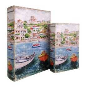Set of decorative boxes Signes Grimalt Book MDF Wood 7 x 27 x 18 cm