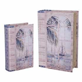 Set of decorative boxes Signes Grimalt Book MDF Wood 18 x 7 x 27 cm