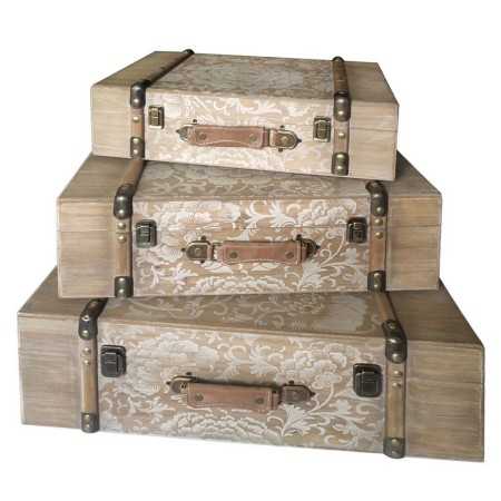 Set de boîtes décoratives Signes Grimalt Valise Bois Cuir Synthétique 20 x 40 x 60 cm