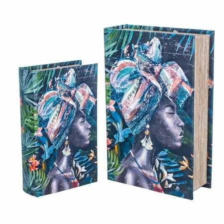 Set of decorative boxes Signes Grimalt Book African Woman MDF Wood 18 x 7 x 27 cm