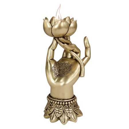 Decorative Figure Signes Grimalt Hand Lotus Flower Golden 7 x 18 x 9 cm