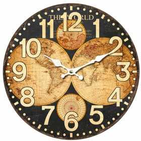 Wall Clock Signes Grimalt World Map MDF Wood 4 x 34 x 34 cm