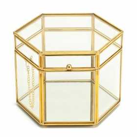 Jewelry box Signes Grimalt Golden Glass Crystal 15 x 13 x 18 cm