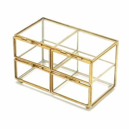 Jewelry box Signes Grimalt Golden Glass Crystal 10 x 11 x 18 cm