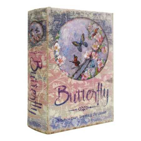 Decorative box Signes Grimalt Book Pink Butterfly Cardboard MDF Wood 5 x 17 x 11 cm