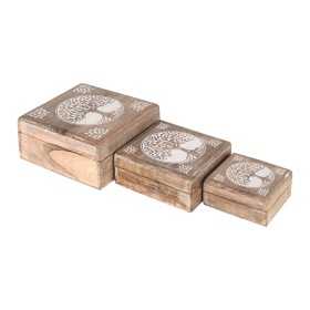 Set of decorative boxes Signes Grimalt Tree Wood 18 x 8 x 18 cm