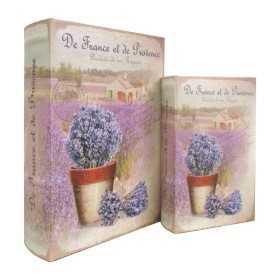 Set of decorative boxes Signes Grimalt Book Lavendar Lilac Wood MDF Wood 7 x 27 x 18 cm