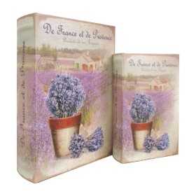Uppsättning med Dekorativa Lådor Signes Grimalt Boken Lavendel Lila Trä Trä MDF 7 x 27 x 18 cm
