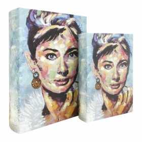 Set of decorative boxes Signes Grimalt Audrey Hepburn Book MDF Wood 7 x 30 x 21 cm