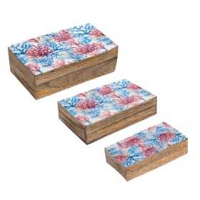 Decorative box Signes Grimalt Coral 3 Units Wood 18 x 8,5 x 25,5 cm