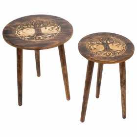 Set of 2 tables Signes Grimalt Brown Wood 41 x 47 x 41 cm