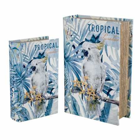 Set of decorative boxes Signes Grimalt Book Tropical MDF Wood 18 x 7 x 27 cm (2 Units)