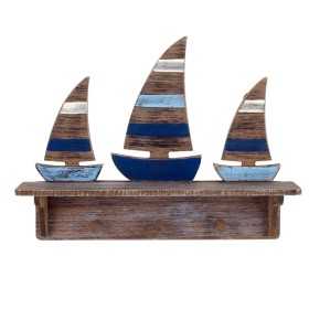 Väggmonterad rockhängare Signes Grimalt Segelbåtar Trä 8,5 x 32 x 43 cm
