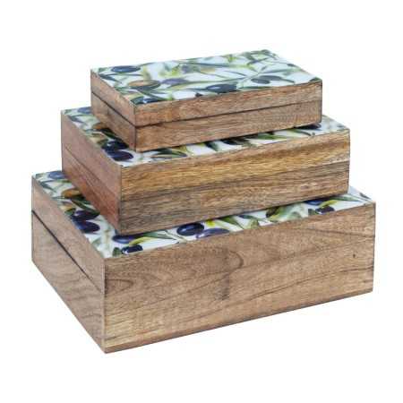 Set de boîtes décoratives Signes Grimalt olive Bois de manguier 25 x 8,5 x 17,5 cm
