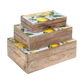 Set dekorativer Karten Signes Grimalt lemon Mango-Holz 25 x 8,5 x 17,5 cm