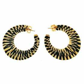 Ladies'Earrings Lola Casademunt Black Golden Flat Rings