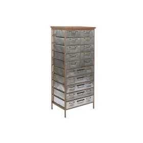 Schubladenschrank Home ESPRIT Braun Grau Silberfarben natürlich Metall Tanne Loft 53,5 x 33,5 x 120,5 cm