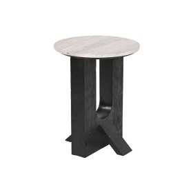 Petite Table d'Appoint Home ESPRIT Blanc Noir Marbre Bois de manguier 41 x 41 x 51 cm