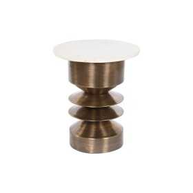 Petite Table d'Appoint Home ESPRIT Blanc Doré Marbre Fer 46 x 46 x 54 cm