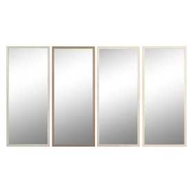Wall mirror Home ESPRIT White Brown Beige Grey Crystal polystyrene 66 x 2 x 154 cm (4 Units)