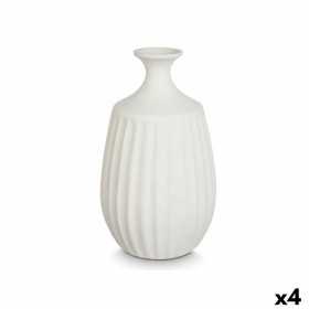 Vase Weiß aus Keramik 19 x 32 x 19 cm (4 Stück)