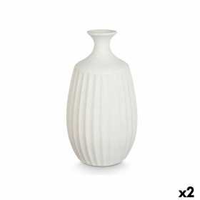 Vase Blanc Céramique 21 x 39 x 21 cm (2 Unités)