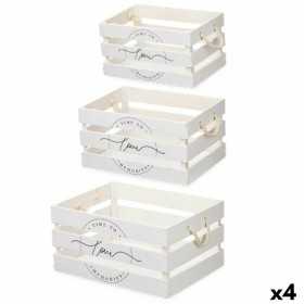 Set de boîtes décoratives Love 3 Pièces Blanc Bois (4 Unités)